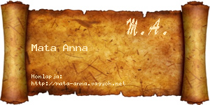 Mata Anna névjegykártya